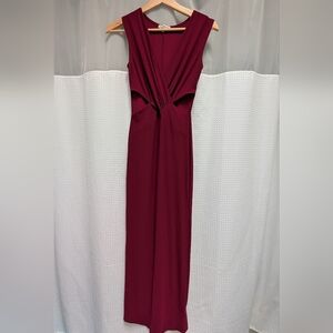 3/$20 Charlotte Russe Burgundry V-neck Crisscross Cut Out Maxi Dress Size Small